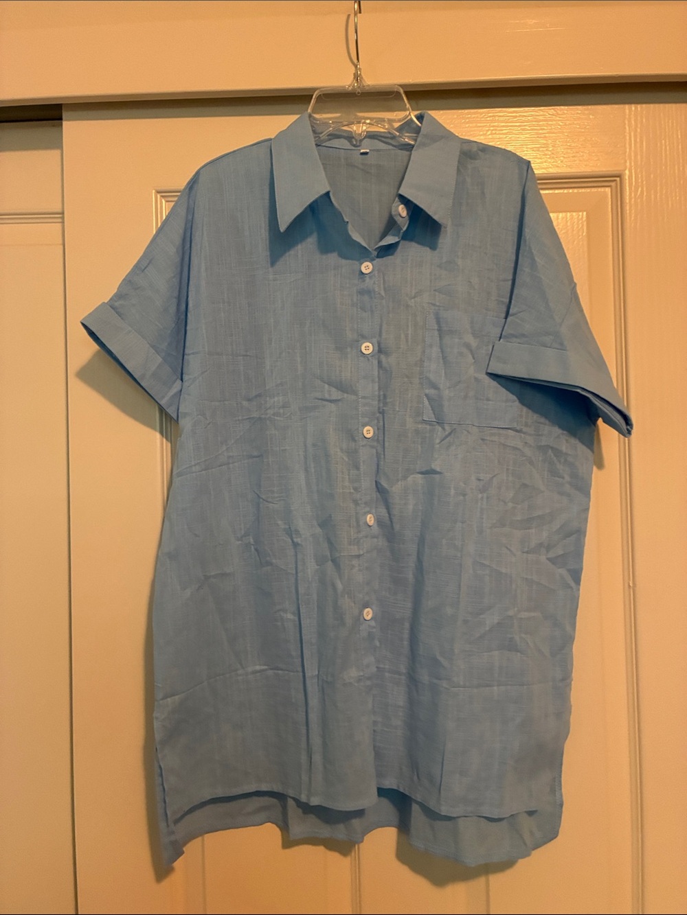 Light Blue Short-Sleeve Button-Up Shirt